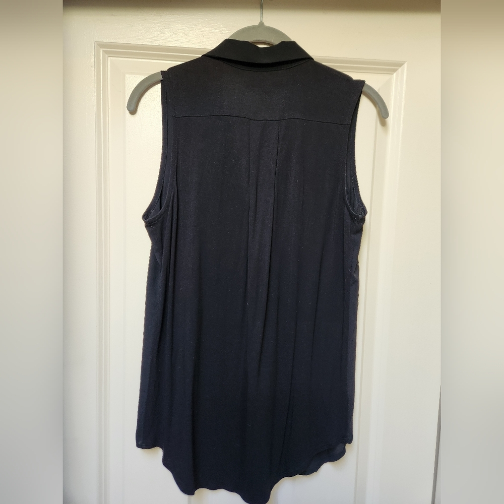 LOFT Black Mixed Media Sleeveless Blouse, Size S - Picture 4 of 5